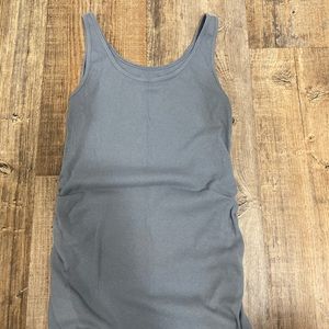 Maternity first layer rib-knit side-shirred tank top